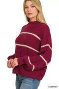 Zenana Oversize Striped Sweater - Desert Sunday