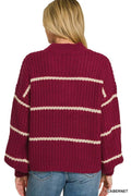 Zenana Oversize Striped Sweater - Desert Sunday