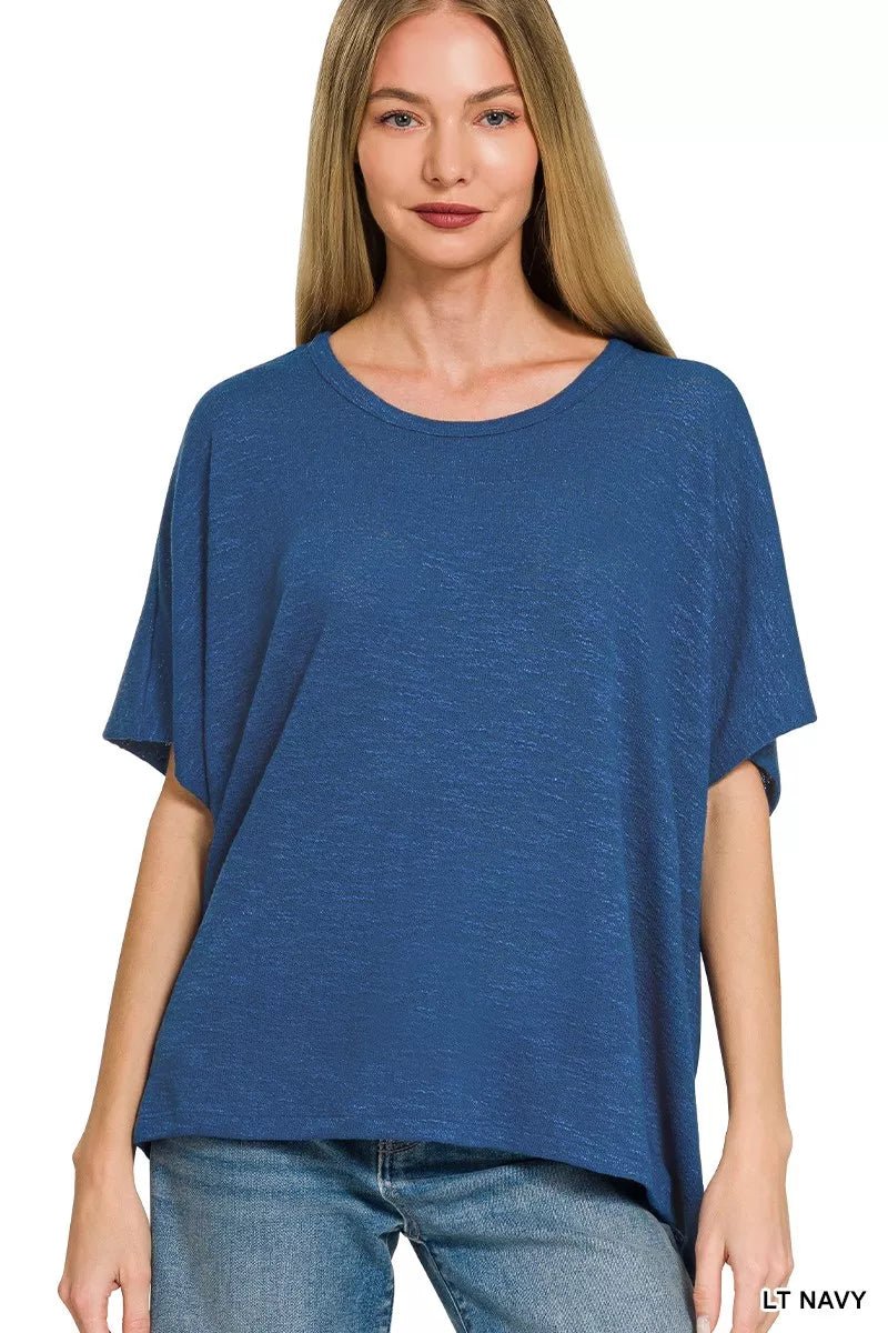 Zenana Oversized Slub Hacci Top - Desert Sunday