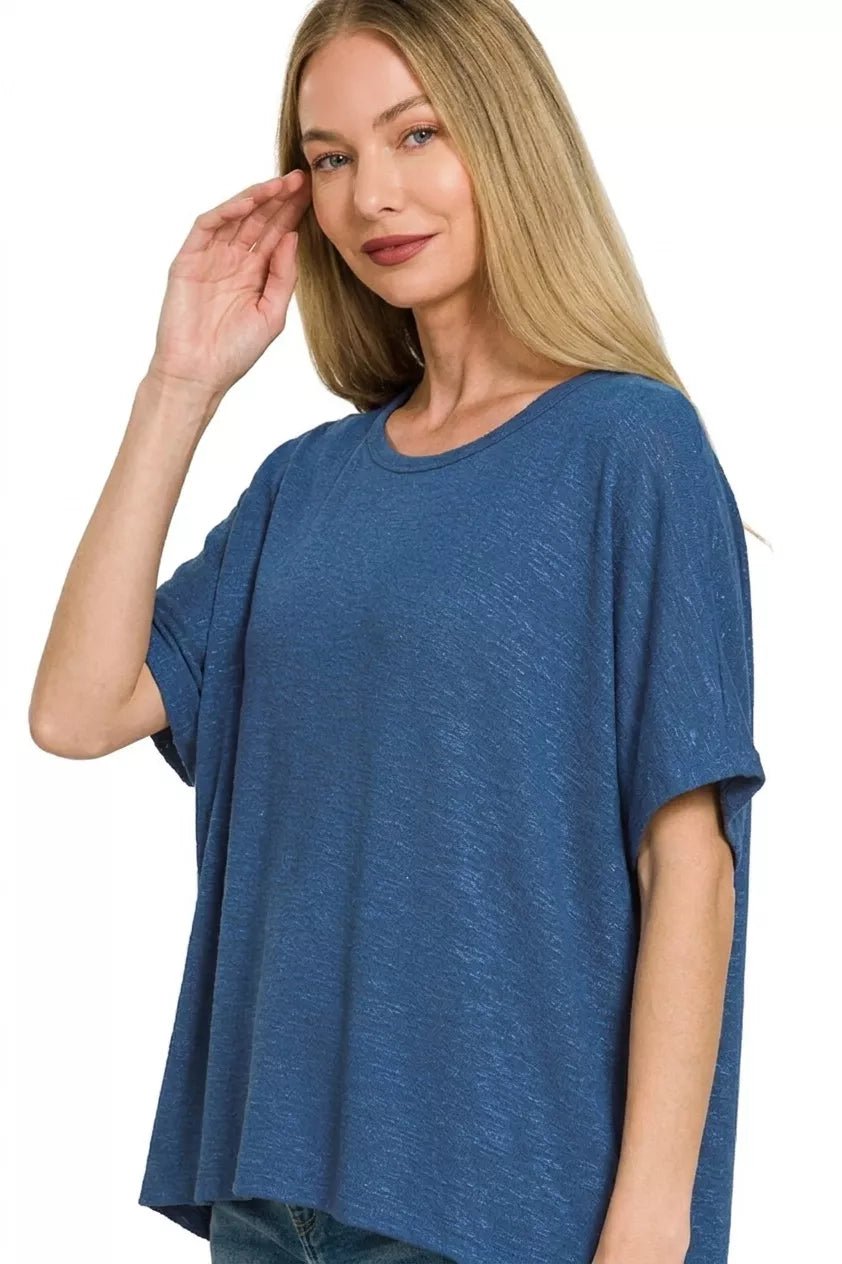 Zenana Oversized Slub Hacci Top - Desert Sunday