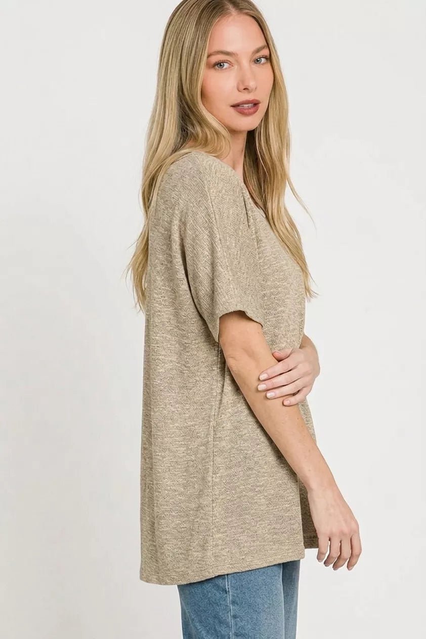 Zenana Oversized Slub Hacci Top - Desert Sunday