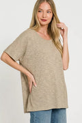 Zenana Oversized Slub Hacci Top - Desert Sunday