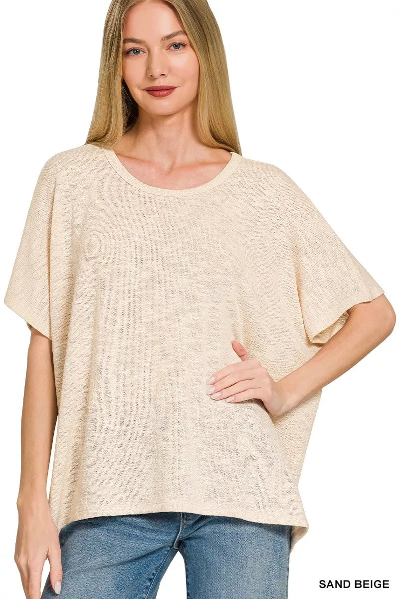 Zenana Oversized Slub Hacci Top - Desert Sunday