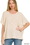Zenana Oversized Slub Hacci Top - Desert Sunday