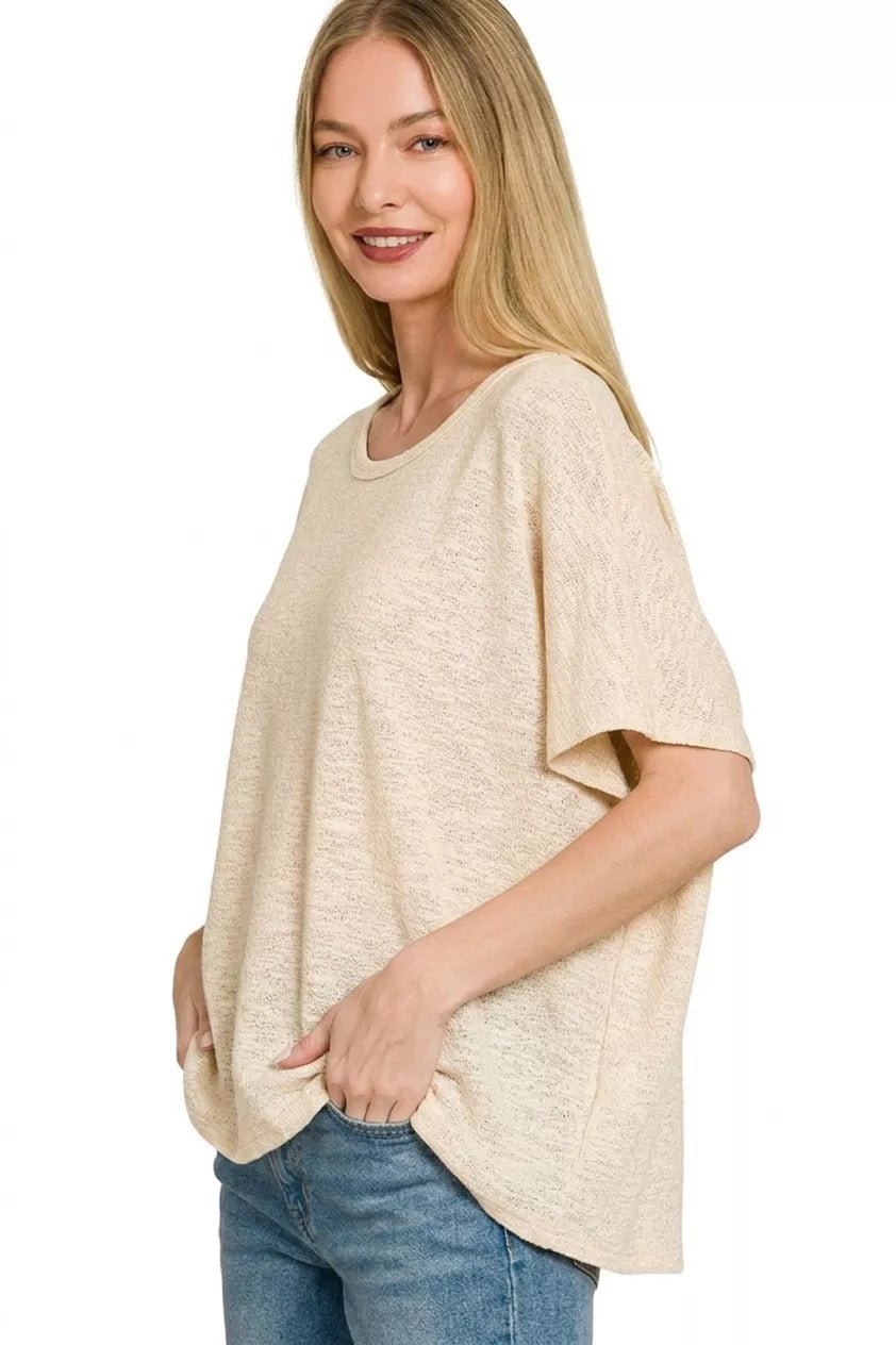 Zenana Oversized Slub Hacci Top - Desert Sunday