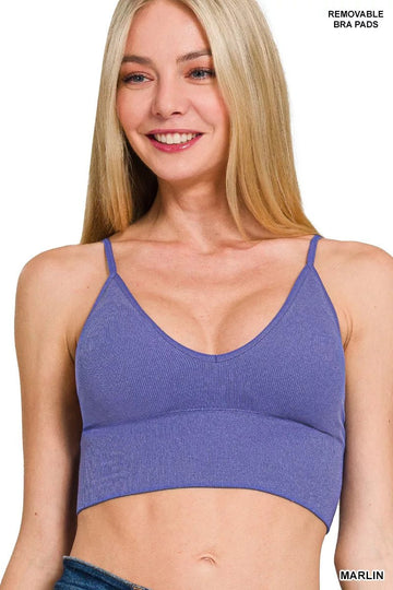 Zenana Ribbed Seamless Padded Bra Top - Desert Sunday