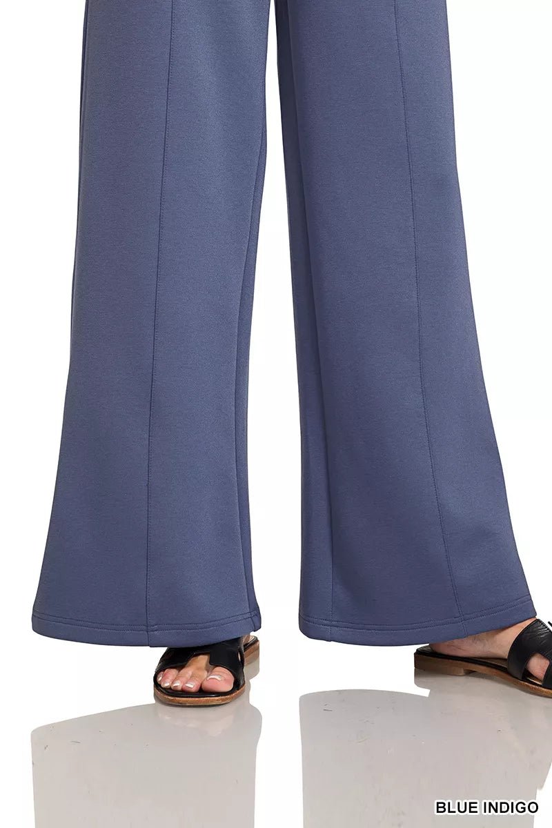 Zenana Scuba Collared Pullover & Center Seam Pants Set - Desert Sunday