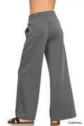 Zenana Scuba Collared Short Sleeve Pullover & Center Seam Pants Set - Desert Sunday