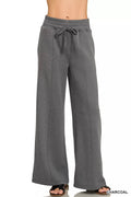 Zenana Scuba Collared Short Sleeve Pullover & Center Seam Pants Set - Desert Sunday