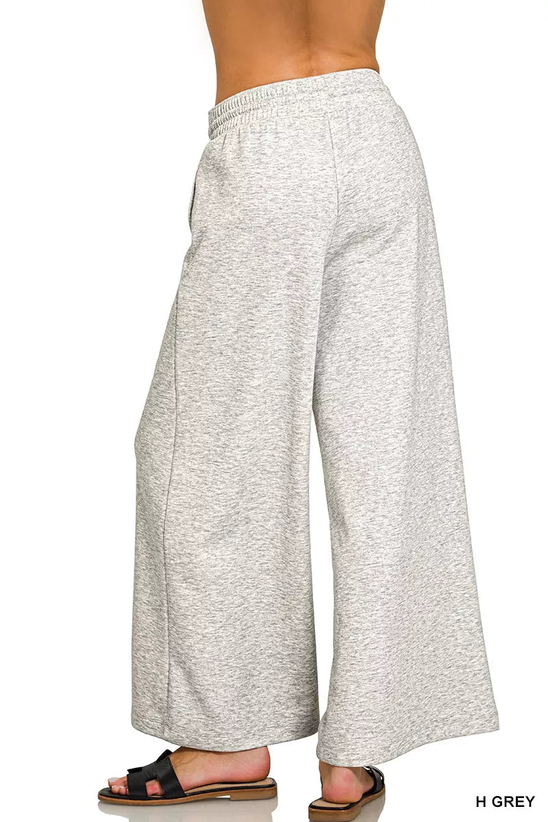 Zenana Scuba Drawstring Wide Leg Pants - Desert Sunday