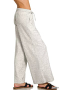 Zenana Scuba Drawstring Wide Leg Pants - Desert Sunday