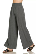 Zenana Smocked Waist Wide Leg Palazzo Pants - Desert Sunday