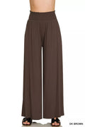 Zenana Smocked Waist Wide Leg Palazzo Pants - Desert Sunday