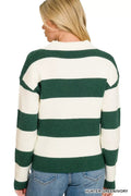 Zenana Striped Collared Sweater - Desert Sunday