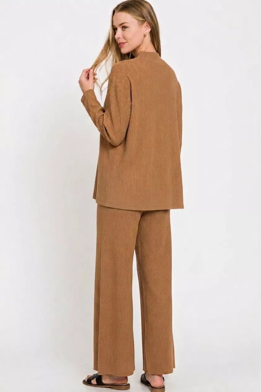 Zenana Viscose Sweater Top & Pants Set - Desert Sunday