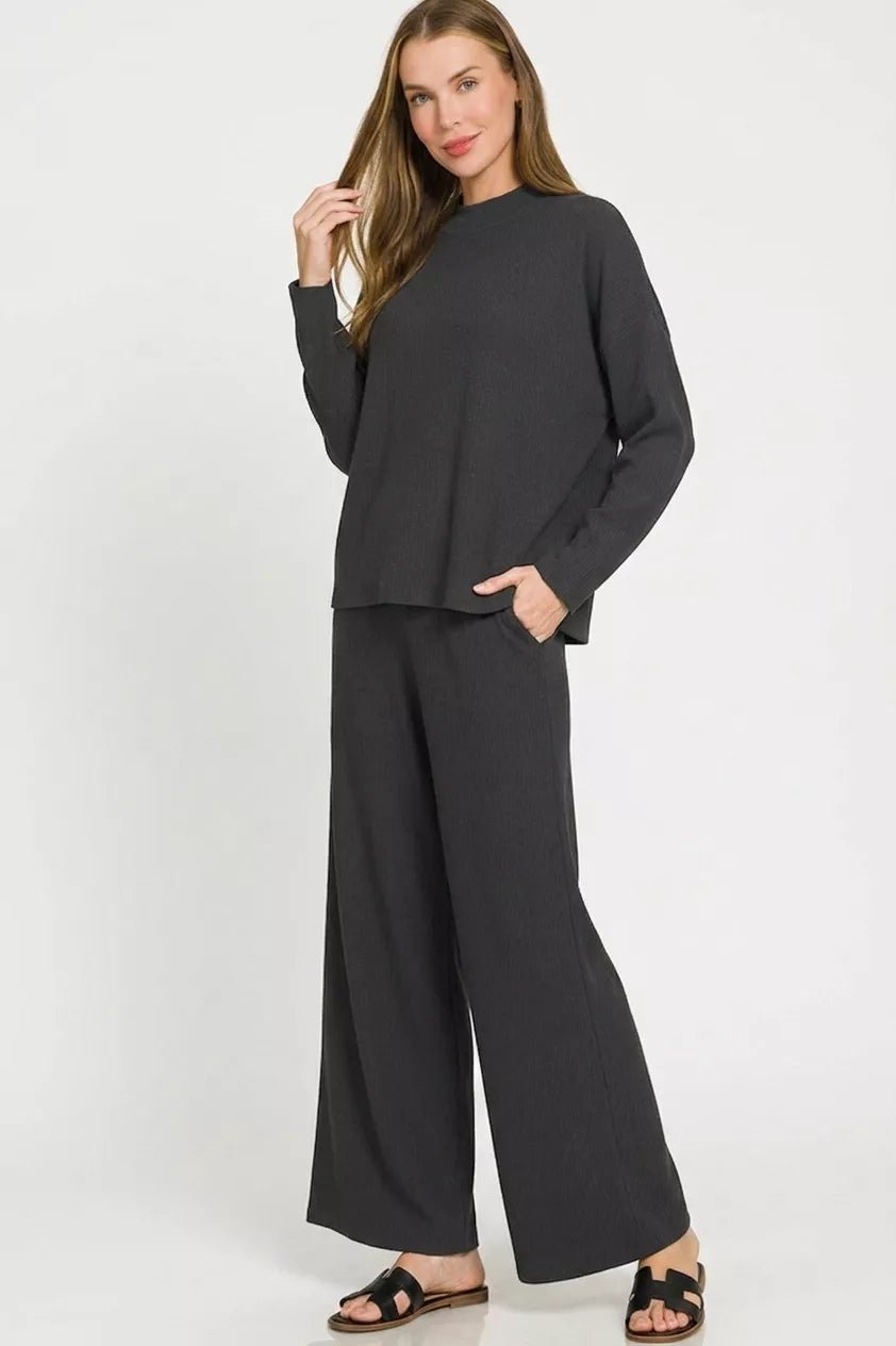 Zenana Viscose Sweater Top & Pants Set - Desert Sunday
