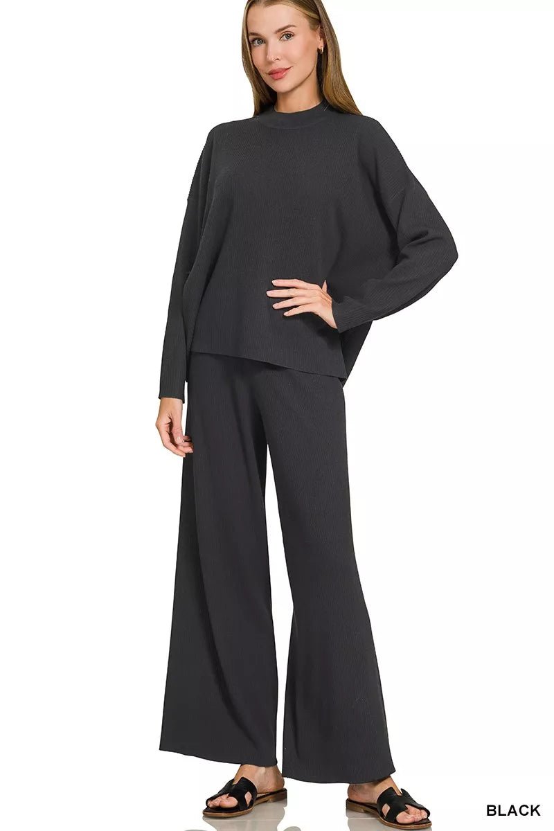 Zenana Viscose Sweater Top & Pants Set - Desert Sunday
