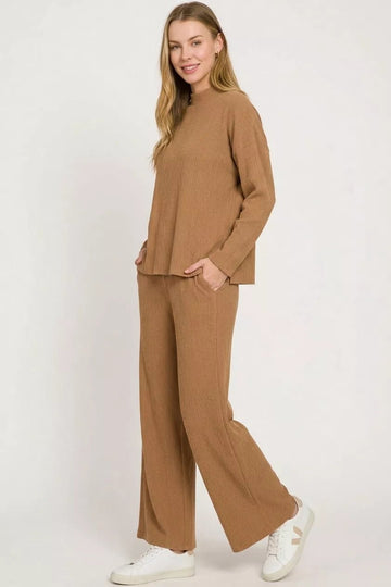 Zenana Viscose Sweater Top & Pants Set - Desert Sunday