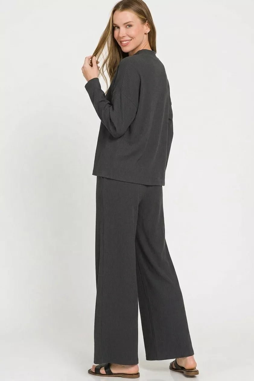 Zenana Viscose Sweater Top & Pants Set - Desert Sunday