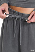 Zenana Washed F/terry Round Neck Pullover & Pants Set - Desert Sunday