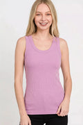 Zenana Washed Ribbed Scoop Neck Tank Top - Desert Sunday