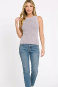 Zenana Washed Ribbed Sweater Tank Top - Desert Sunday