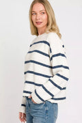Zenana Wool Blend Striped Sweater - Desert Sunday