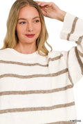 Zenana Wool Blend Striped Sweater - Desert Sunday