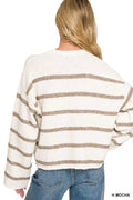 Zenana Wool Blend Striped Sweater - Desert Sunday