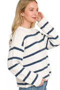Zenana Wool Blend Striped Sweater - Desert Sunday
