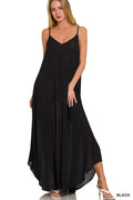 Zenana Woven Crinkle Cami Maxi Dress with Side Pockets - Desert Sunday