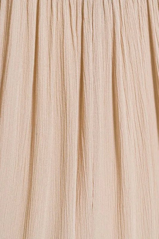 Zenana Woven Crinkle Gauze Crop Tee and Skirt Set - Desert Sunday