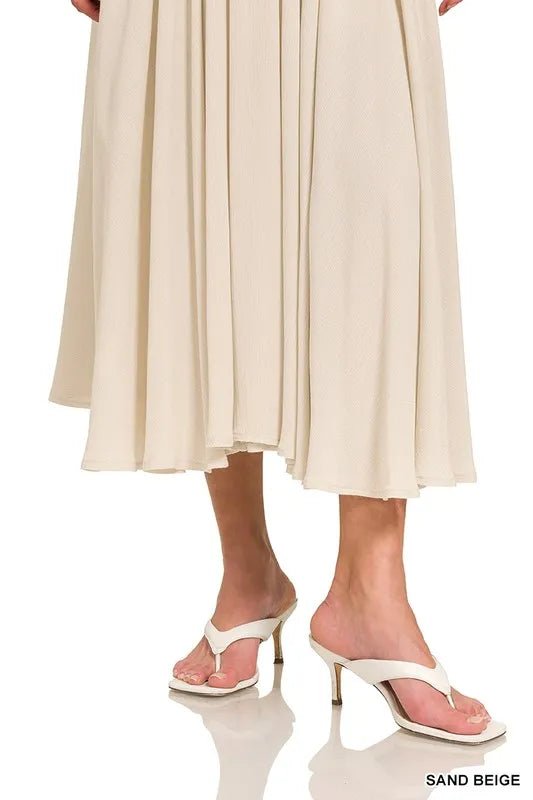 Zenana Woven Crinkle Gauze Crop Tee and Skirt Set - Desert Sunday